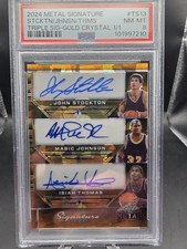 2024 Leaf Metal Triple Auto 1/1 PSA 8 Magic Johnson John Stockton Isiah Thomas