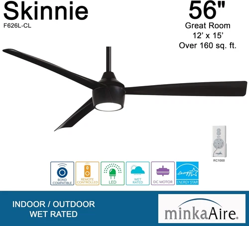 Skinnie 56" Ceiling Fan with LED Light - Coal Finish - Picture 3 of 9