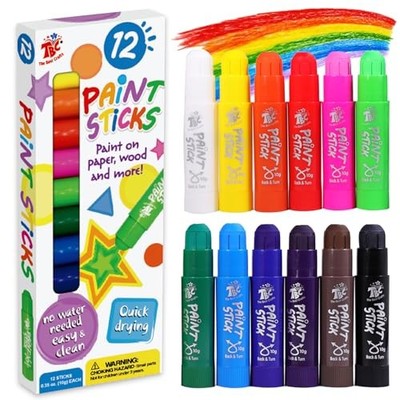  Paint Sticks,Classic Colors, Washable, Non-toxic, Tempera Paint Sticks for 12