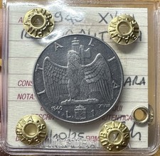 MONETA REGNO D' ITALIA 1 LIRA IMPERO 1940 XVIIII 4 BARRETTE RARA sigillata SPL