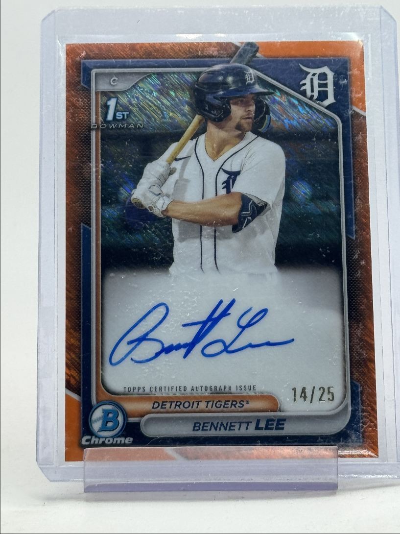 BENNETT LEE 2024 BOWMAN CHROME 1ST ORANGE SHIMMER AUTO /25 Q5104