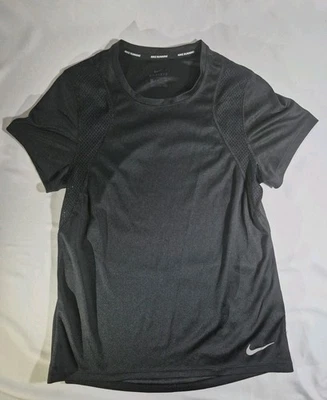 Nike Running Shirt Womens Size S Black Dri Fit Short Sleeve Mesh Activewear Top - Image 1 of 4