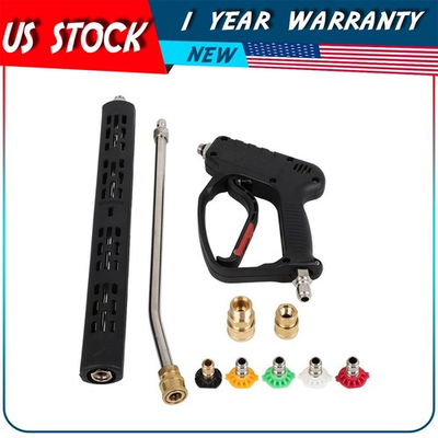 #ad 5000PSI 3 8quot; High Pressure Washer Gun with Extension Wand Trigger Handle 1 4quot; $44.74