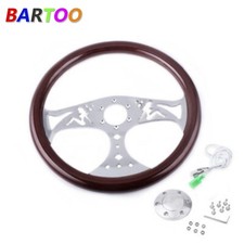 Racing 380mm 15 Classic Wood Grain Deep Dish With Hollow Angel Steering Wheel