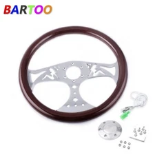 Racing 380mm 15" Classic Wood Grain Deep Dish with Hollow Angel Steering Wheel