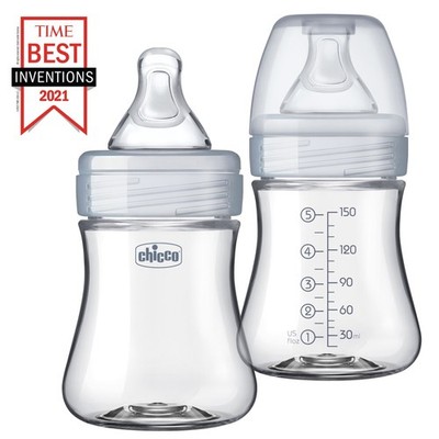 Chicco Duo Hybrid Baby Bottle, Invinci-Glass Inside/Plastic Outside, 5oz, 2-Pack