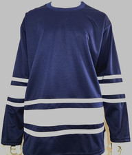 2 Hockey jerseys, NEW, size XL, Navy blue/white stripes, MADE in USA.