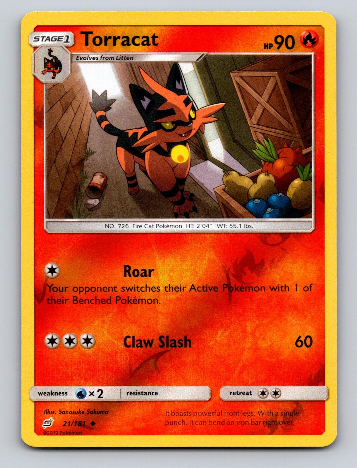 Torracat 21/181 Uncommon Team Up Pokemon Reverse Holo NM