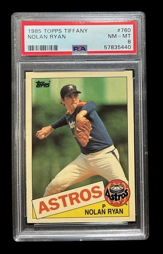 1985 topps #760 nolan ryan; glossy SP tiffany edition PSA 8  **CENTERED