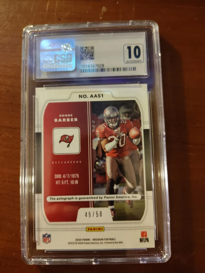 Obsidian Ronde Barber GreenEtch 2020 autógrafo Aurora #aa51/50, CSG9 automático CSG10 Foto 2 de 4