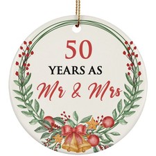 50 Years As Mr And Mrs 50th Weeding Anniversary Ornament Christmas Gifts Decor