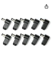 RLECS 10pcs Right Angle DC Power Jack Plug 5.5x2.1mm, 90-Degree Solder
