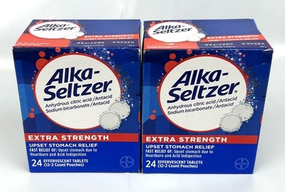 NEW/SEALED Lot of 2 Alka-Seltzer Extra Strength Antacid 2x24=48 Tablets Feb 2027