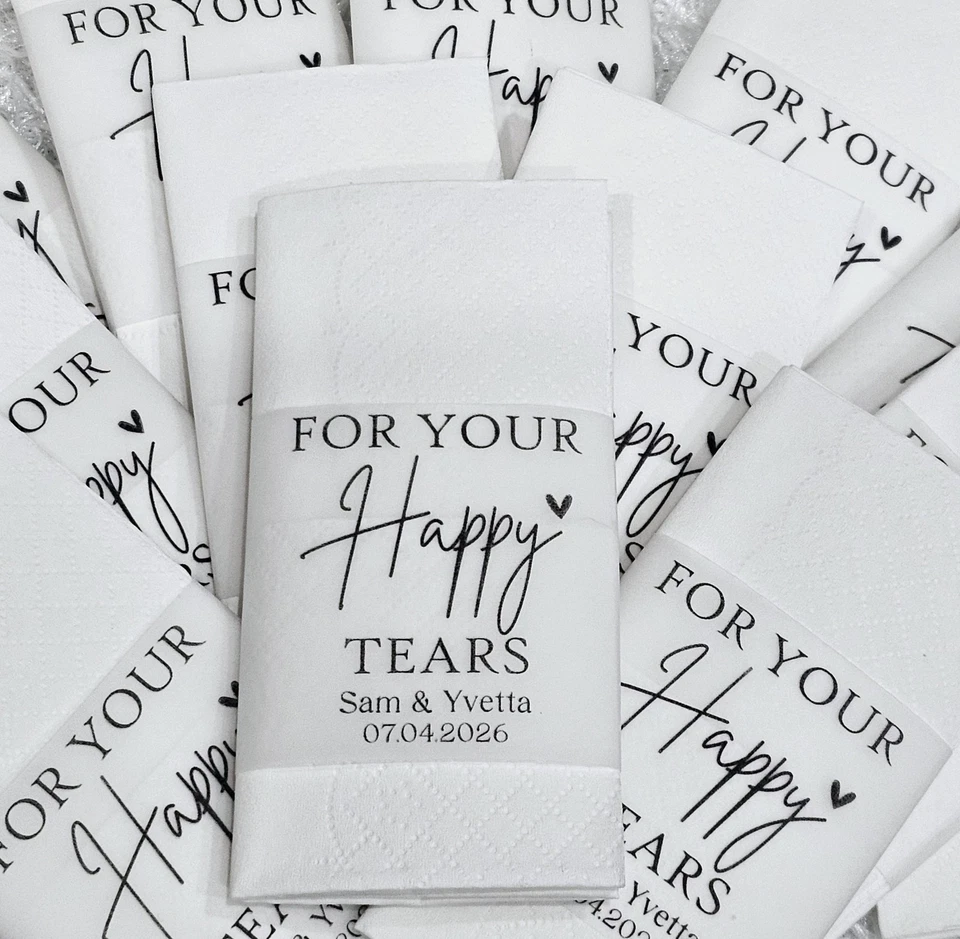 Personalised Tissue Wedding Favour Happy Tears Bride Groom Bridesmaid 3x Tissues - Image 2 of 4