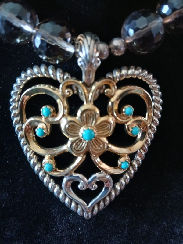 Carolyn Pollack Southwest QVC American West Mixed Metal Turquoise Heart Enhancer