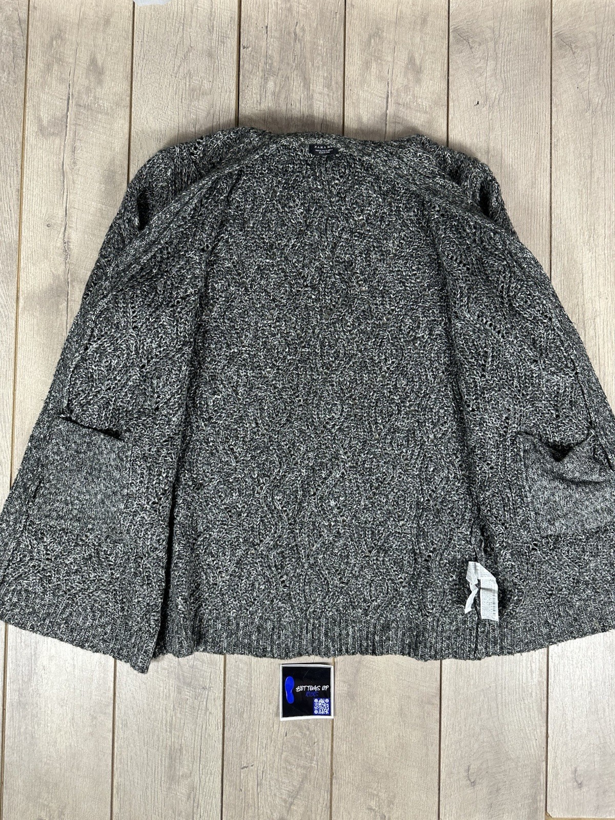 ZARA MAN Grey Knitted Patterned Buttonless Cardig… - image 3