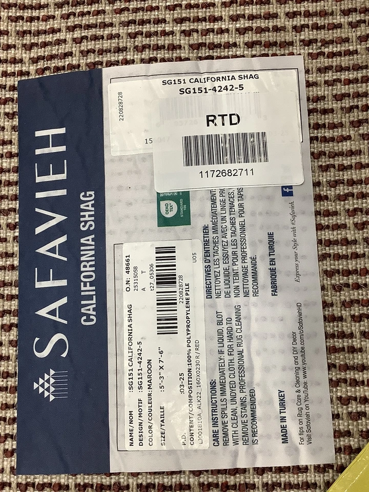 MAROON 5'-3" x 7'-6" Binding Stain Rug, Reduced Price 1172682711 SG151-4242-5 - Image 4 of 4