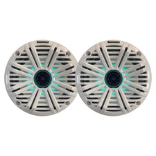 Kicker 6.5" 195W Marine Multicolor LED Speakers Pair w/White Salt Water Grille