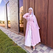 Islamic Women Muslim Open Abaya Cardigan Long Robe Kimono Modest Dress Elegant