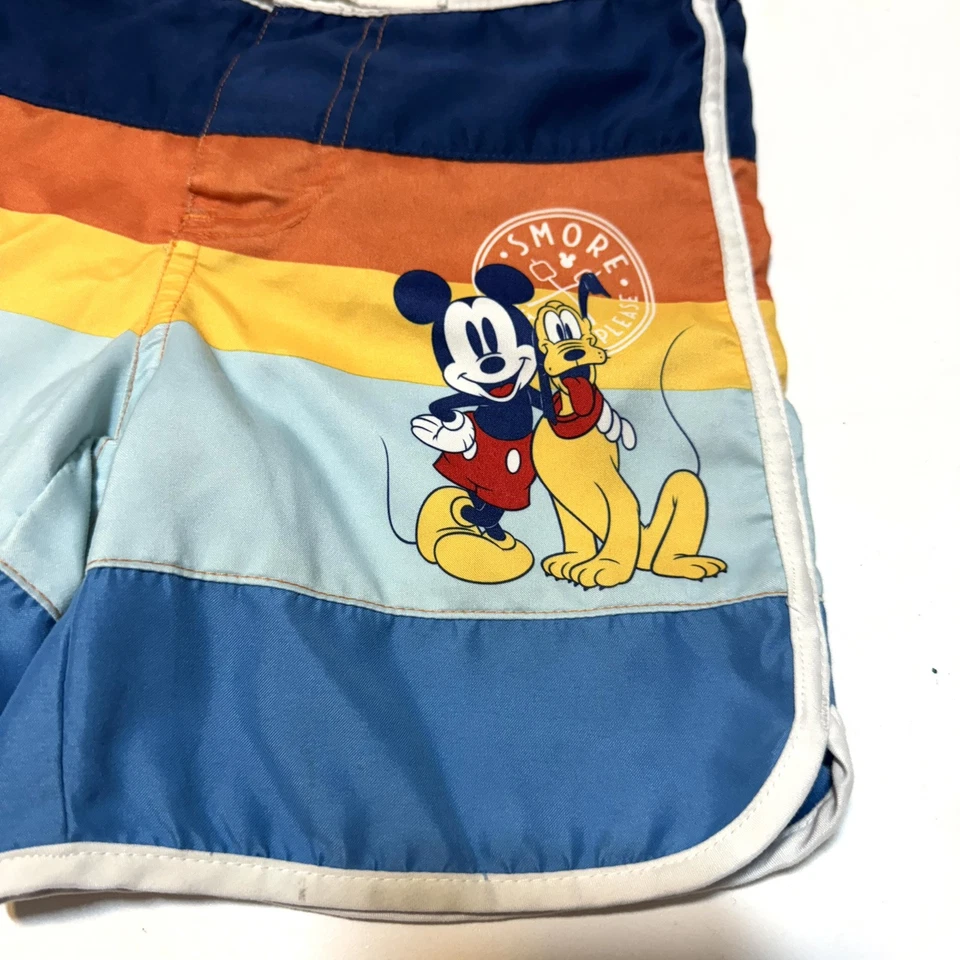 Baúl de natación retro a rayas de Mickey Mouse y Plutón de Disney para niños talla 4 Foto 2 de 4