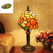 Tiffany Style Table Lamp,Sunflower Stained Glass Lamp,6 Inch Small Antique 