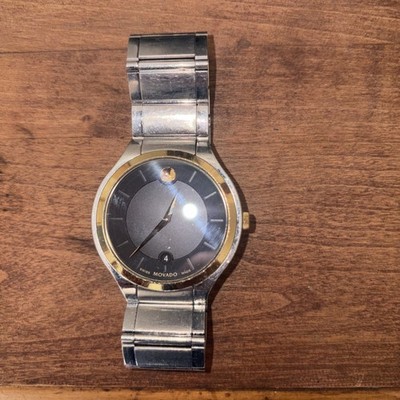 Movado Quadro Watch With 40mm Black Face With Silver Bracelet