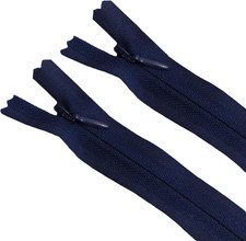 Invisible Zippers, Nylon Coil, 3, 2 Pieces Navy, 12" Inch 