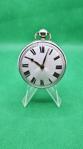 Antique Silver Verge Fusee Pocket Watch, Ricket London c.1816 Diamond Endstone