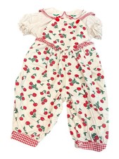 Vintage cherry romper jumpsuit one piece baby 6/9 month baby girl