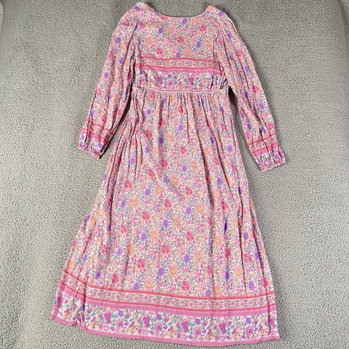 Maxi abito donna Lance Cade grande rosa floreale lungo nappa boho prateria cottage - Foto 8 di 11