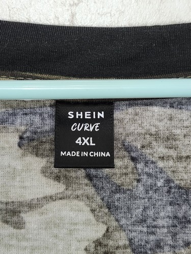 Shein Womens Size 4XL Short Sleeve V Neck Camo Tee Shirt Casual Boxy Cut Fit 3XL - Picture 7 of 8