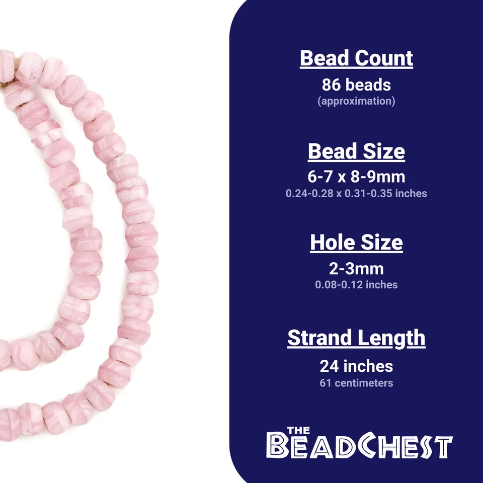 Cuentas de padre remolino rosa y blanco 8 mm vidrio redondo agujero grande 24 pulgadas hilo Foto 4 de 4