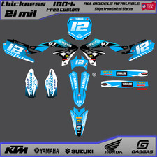 2015-2021 Yamaha YZ 125 250 Graphics Kit Blue 21mil Thick MX Decals Customizable