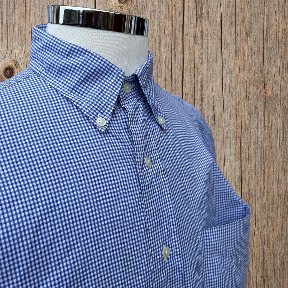 Brookes Brothers Shirt Blue Micro Check Relaxed Fit Mens 15.5” - Image 3 of 4