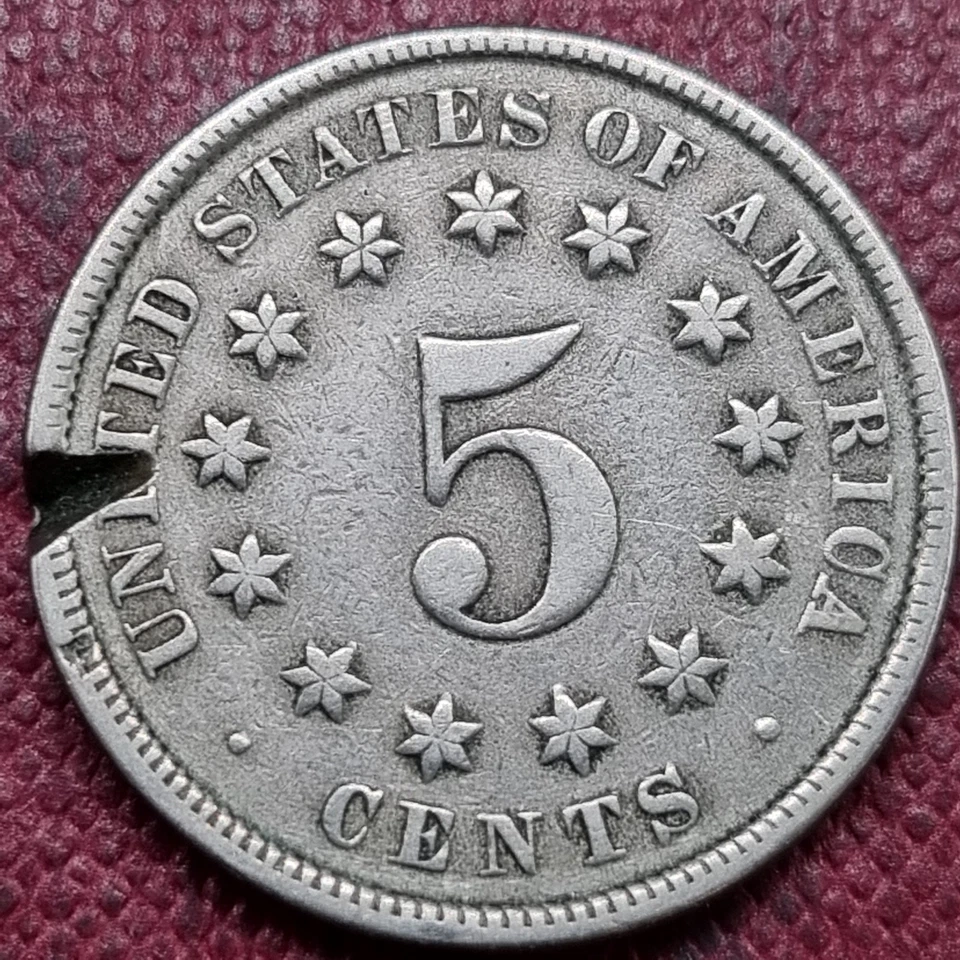 1876 Shield Nickel 5c Better Grade VF Details #92874 - Image 2 of 2