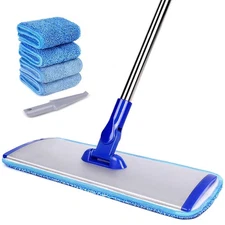 18"Professional Microfiber Mop Floor Cleaning Flat with Stainless Steel Handle