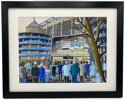 Manchester C. Quality City Football Club FC Gerahmter Stadion Kunstdruck. 2 Größen