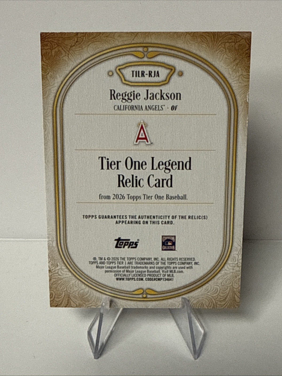 REGGIE JACKSON 2026 Topps Tier One Legends Relic /199 Game Used Jersey Angels view 2