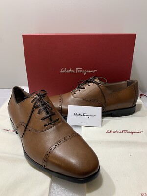 Salvatore Ferragamo Riley Leather Oxfords size 10E Ferragamo RILEY Leather 10 D 43 Cap Toe Gancini Oxford Men main image 4