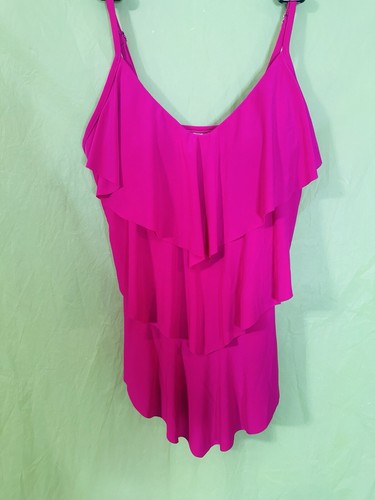 Magicsuit Women's Size 10 Pink Tiered Slimming Tankini Swimsuit Top