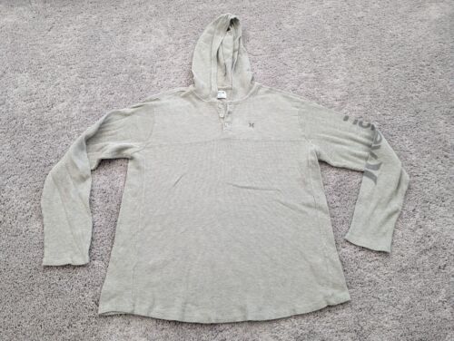 Hurley Hoodie Mens Extra Large Pullover Sweatshirt Long Sleeve Button Logo Gray