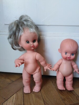 coppia bambola bambolotto vintage FURGA occhi mobili occhi