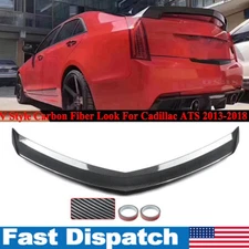 For Cadillac ATS Sedan 2013-18 V Style Highkick Trunk Wing Spoiler Carbon Look