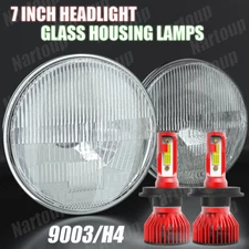 7 Inch led GLASS Headlight Round, ORIGINAL CLASSIC LOOK Conversion Chrome pair