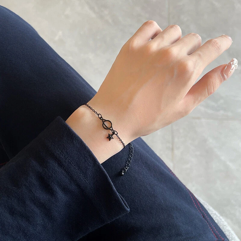 Black Planet Stars Gothic Punk Adjustable Bracelet For Women