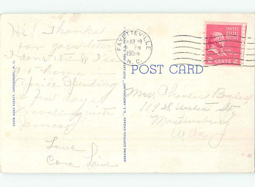 Prechrome POST OFFICE SCENE Greensboro North Carolina NC 10/19 AF1217