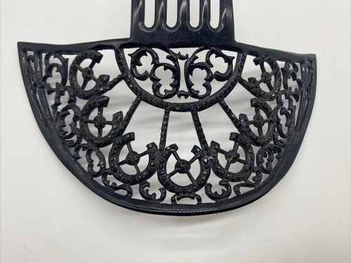 Art Deco Black Horseshoes Celluloid Large 8” Hair Comb Ornament - Picture 6 of 7
