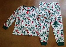 New Family PJ's Women Mittens Printed Pajama Set, White/Blue/White, Large