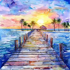 Wall Decal Sticker Tropical Summer Beach Wall Sticker 18X18cm Large