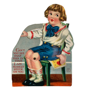 Biglietto San Valentino Vintage Articolato Ragazzo su Sedia
